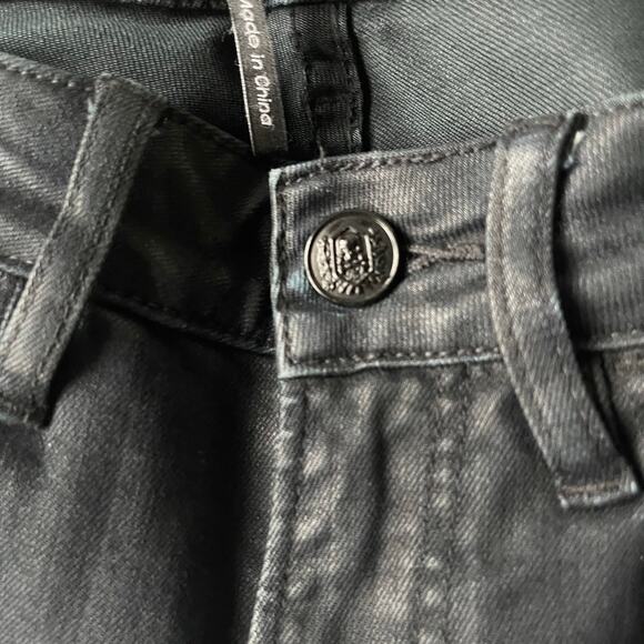 The Kooples Leather Effect‎ Waxed Black Denim Short Fit Jeans Size 25 - Picture 5 of 10